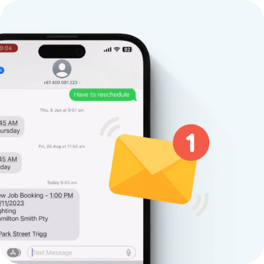 Illustration of an SMS notification appearing on a mobile screen.